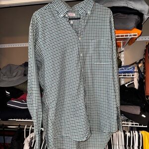 Izod Green Casual Button Down Shirt Lightweight Cotton